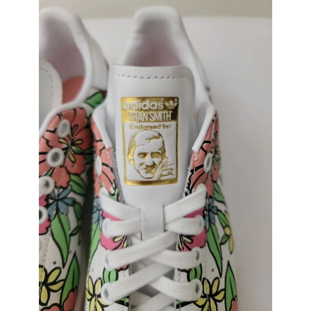 Adidas Originals Stan Smith Floral Leather Sneakers Women's Sz 6.5 GV7896 - Picture 7 of 11